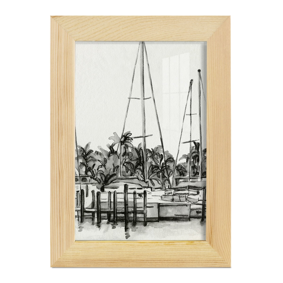 Neutral Tropics I - Framed Print w/glass - Natural Wood