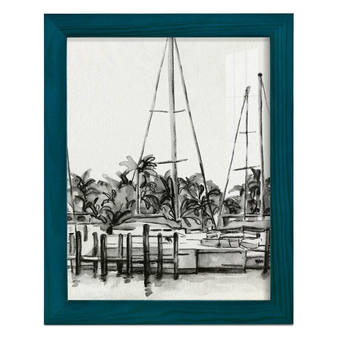 Neutral Tropics I - Framed Print w/glass - Ocean Blue