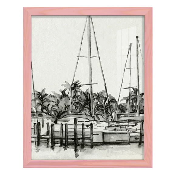 Neutral Tropics I - Framed Print w/glass - Sunset Pink