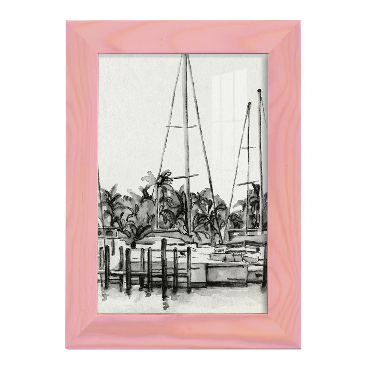 Neutral Tropics I - Framed Print w/glass - Sunset Pink
