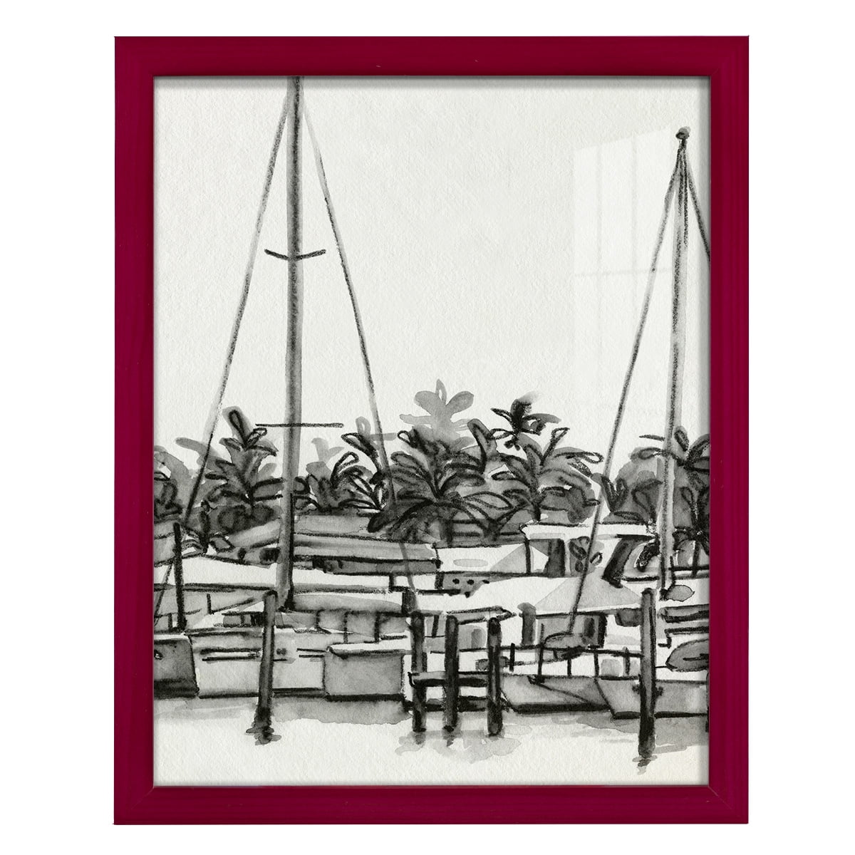 Neutral Tropics II - Framed Print w/glass - Cherry Red