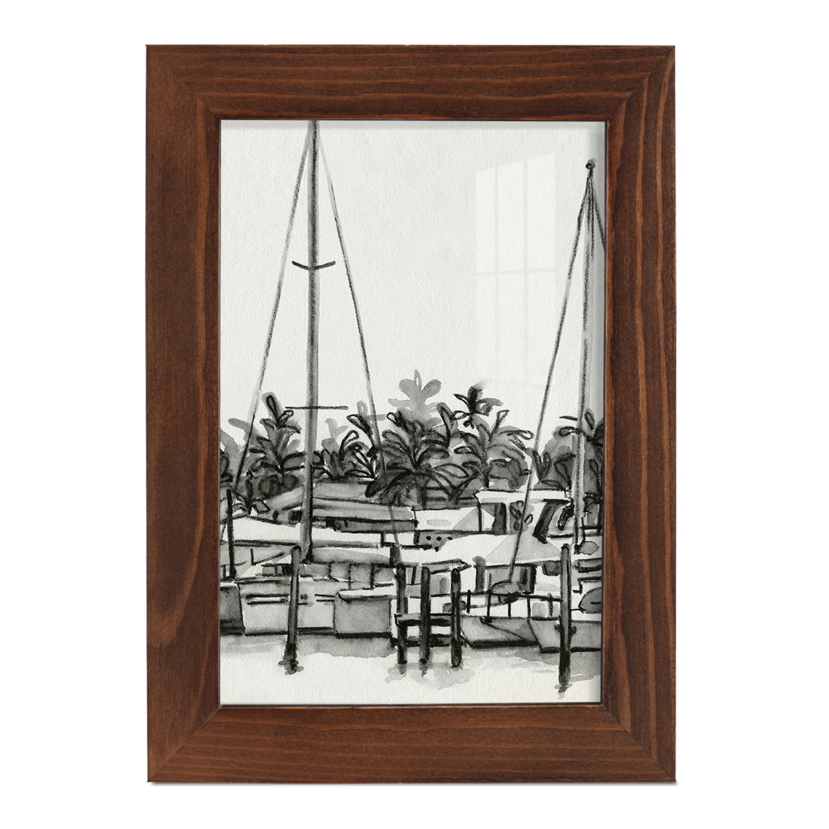 Neutral Tropics II - Framed Print w/glass - Chestnut