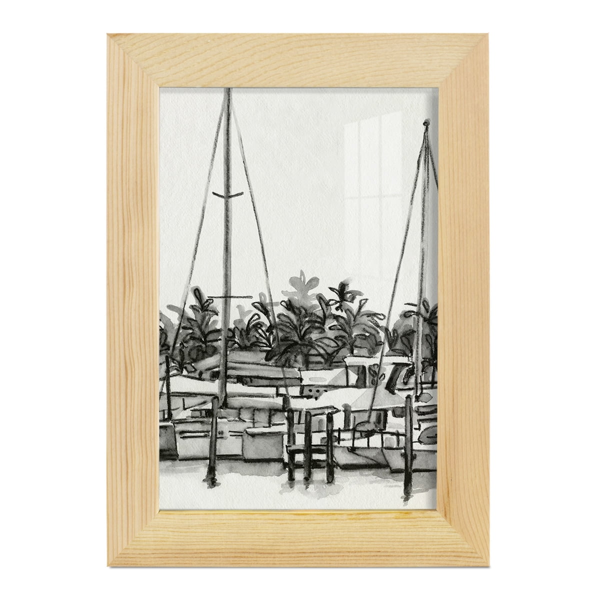 Neutral Tropics II - Framed Print w/glass - Natural Wood