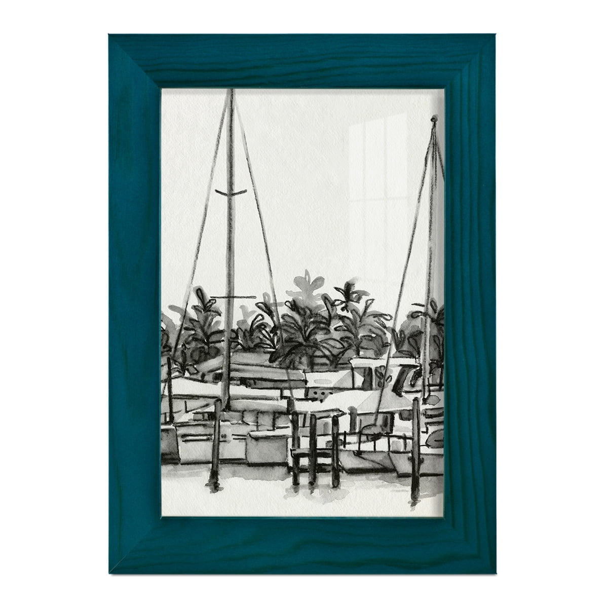 Neutral Tropics II - Framed Print w/glass - Ocean Blue