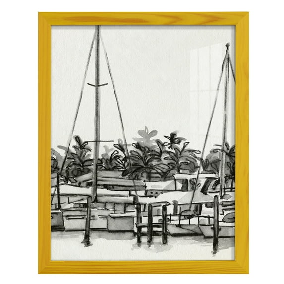 Neutral Tropics II - Framed Print w/glass - Sunflower Yellow