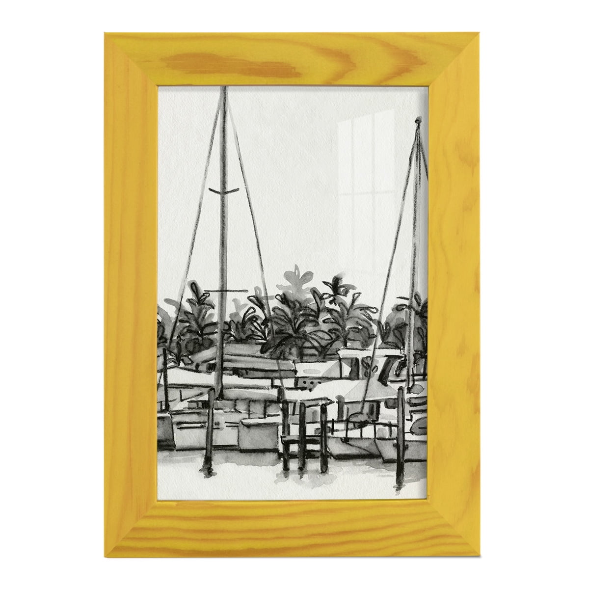Neutral Tropics II - Framed Print w/glass - Sunflower Yellow