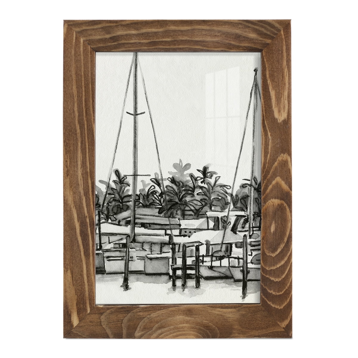 Neutral Tropics II - Framed Print w/glass - Walnut