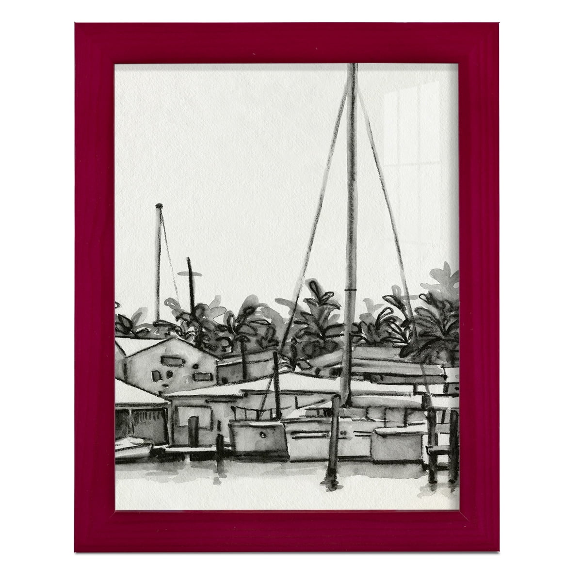 Neutral Tropics III - Framed Print w/glass - Cherry Red