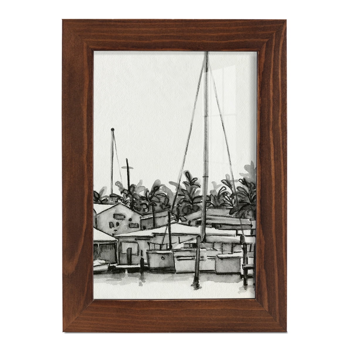 Neutral Tropics III - Framed Print w/glass - Chestnut
