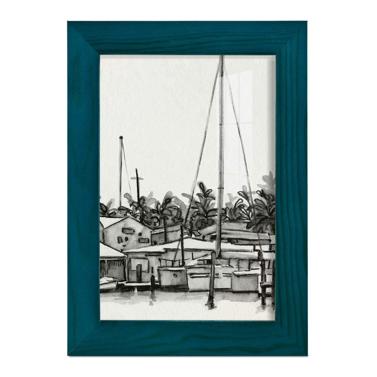 Neutral Tropics III - Framed Print w/glass - Ocean Blue