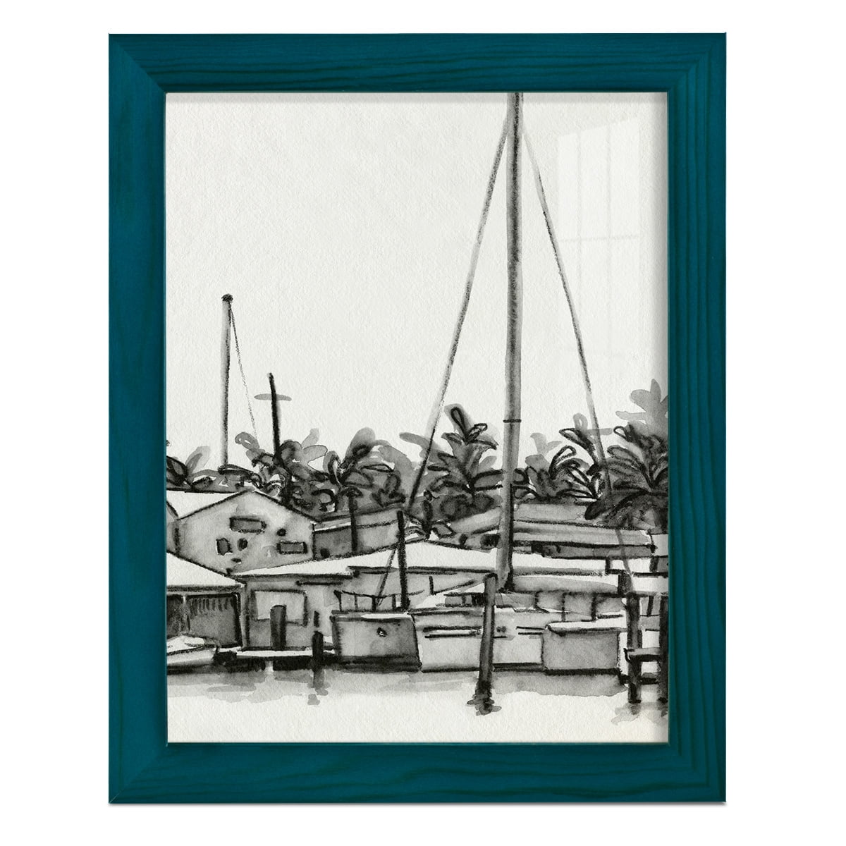 Neutral Tropics III - Framed Print w/glass - Ocean Blue