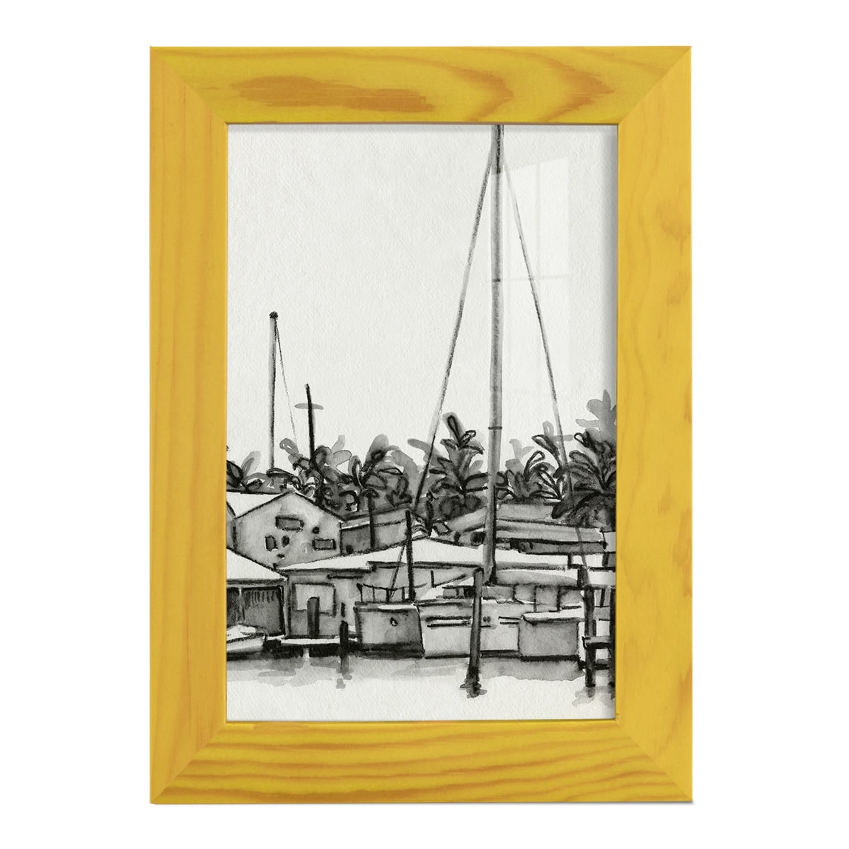 Neutral Tropics III - Framed Print w/glass - Sunflower Yellow