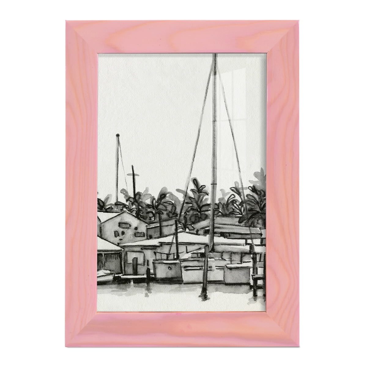 Neutral Tropics III - Framed Print w/glass - Sunset Pink