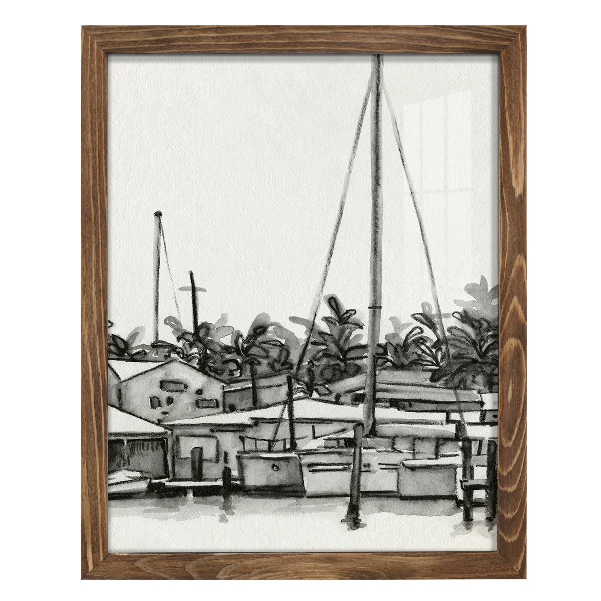 Neutral Tropics III - Framed Print w/glass - Walnut