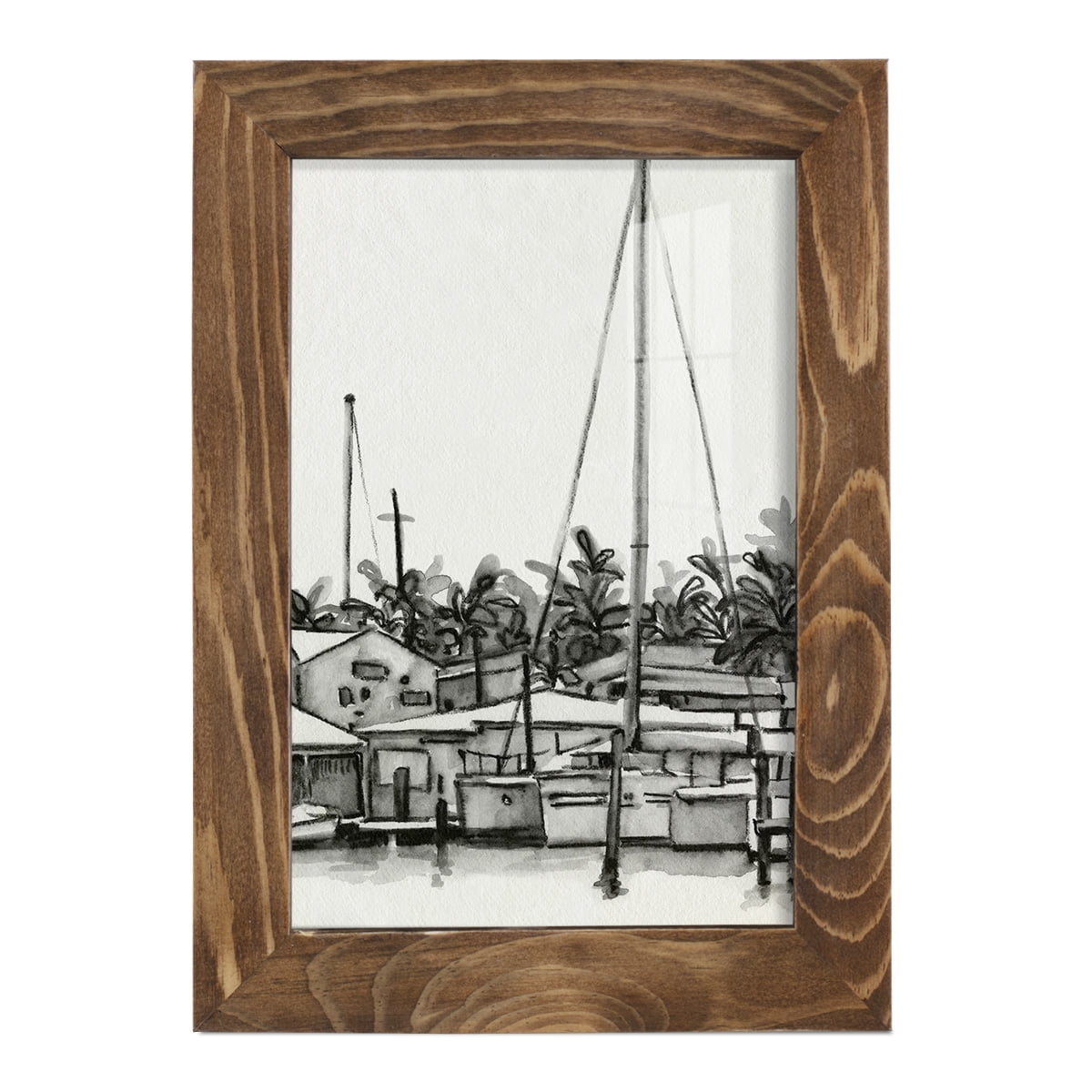 Neutral Tropics III - Framed Print w/glass - Walnut