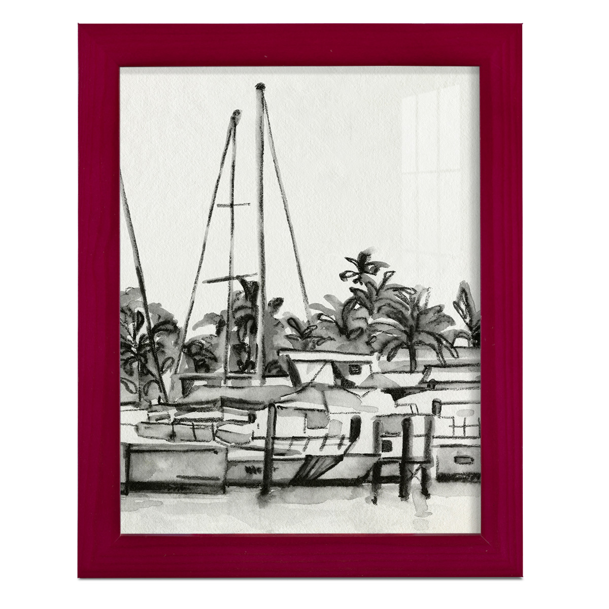 Neutral Tropics IV - Framed Print w/glass - Cherry Red