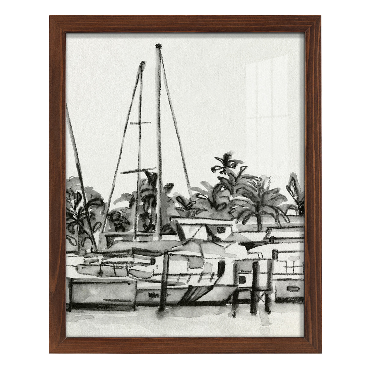 Neutral Tropics IV - Framed Print w/glass - Chestnut