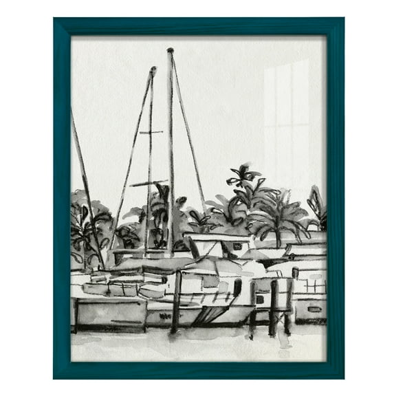 Neutral Tropics IV - Framed Print w/glass - Ocean Blue