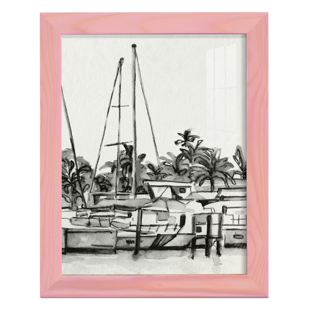 Neutral Tropics IV - Framed Print w/glass - Sunset Pink