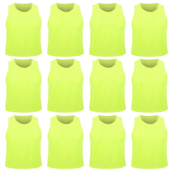 Neutral/Unisex Children Football Vest, Fluorescent Green 12PCS Football Vest, For Cycling Sports Fitness Soccer Vest Ball Sports