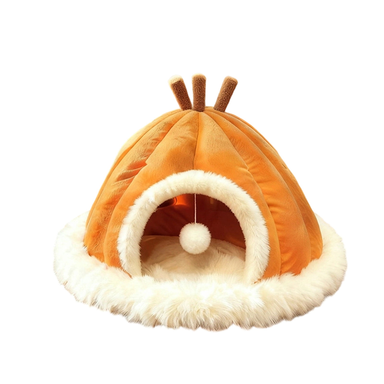 Neutral Upgraded Calming Pet Bed - Fluffy Plush Anti-Anxiety Cuddler Bed for Cats & Dogs, Warm Winter Snuggle Bed with Removable Cushion