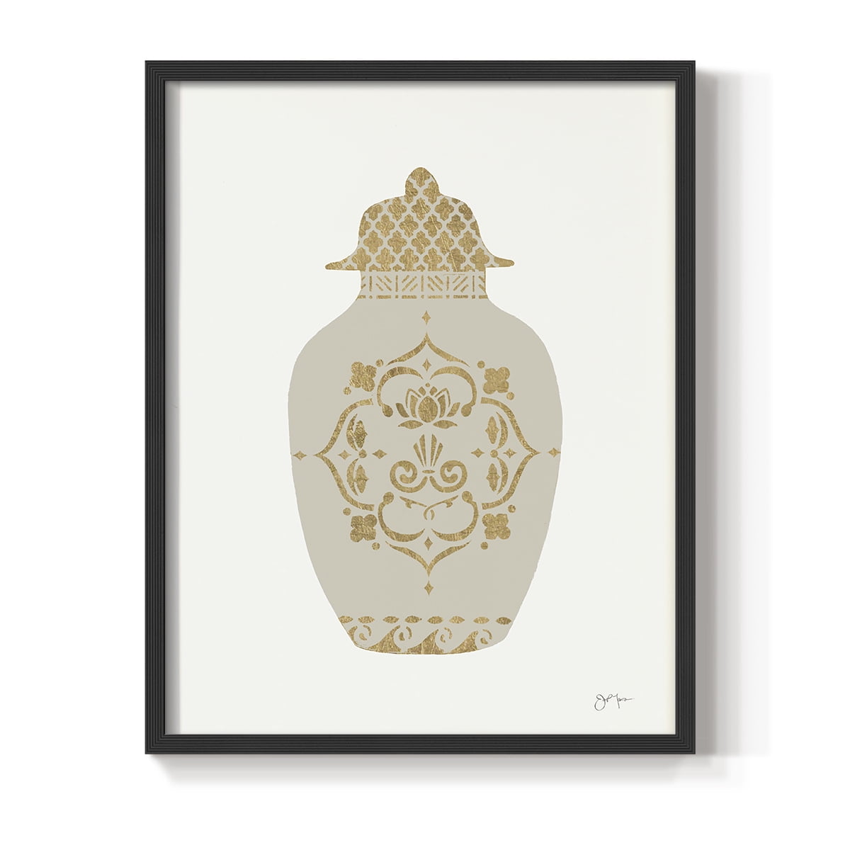 Neutral Urn I in Black Solid Wood 16 x 20 Framed Print