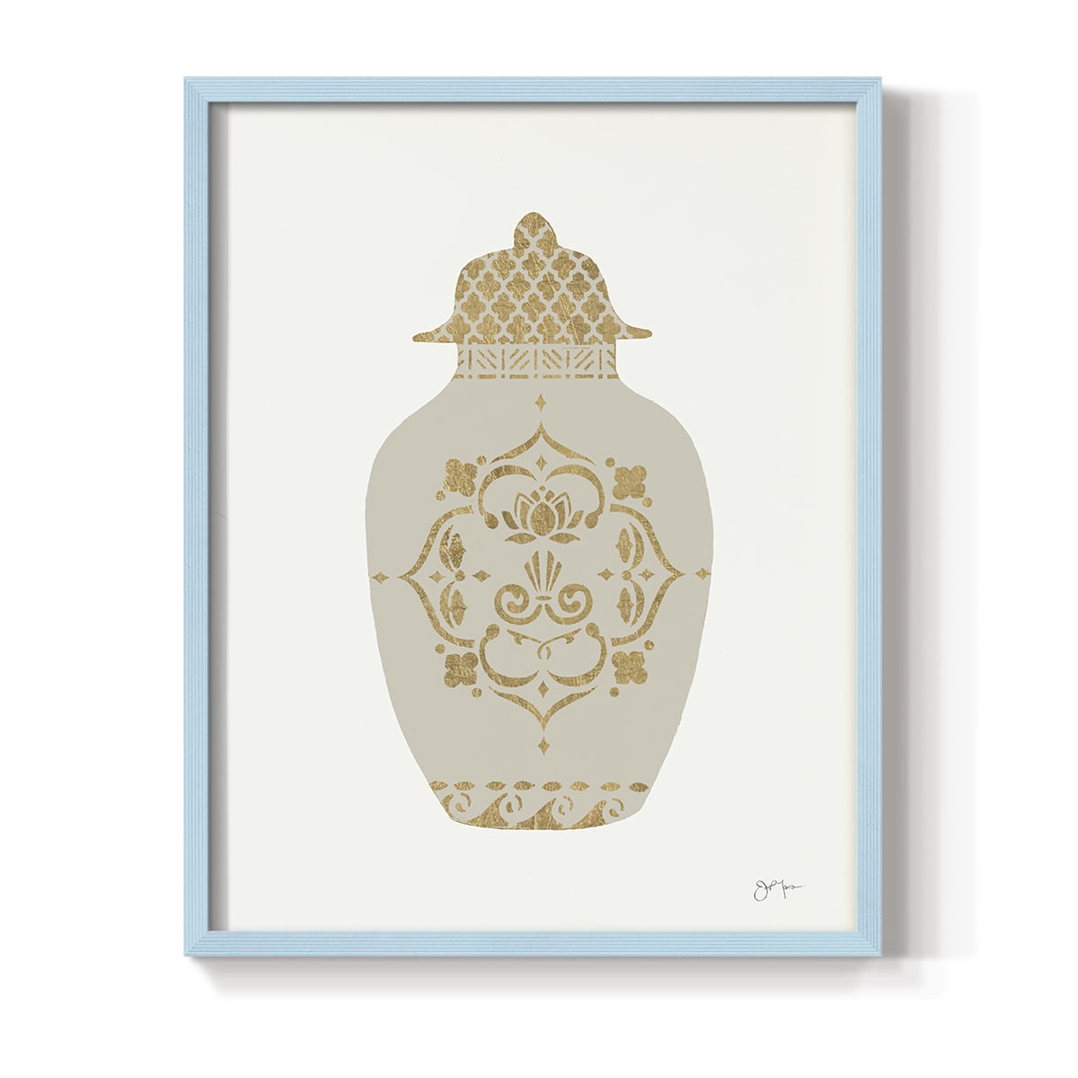Neutral Urn I in Blue Solid Wood 8 x 10 Framed Print