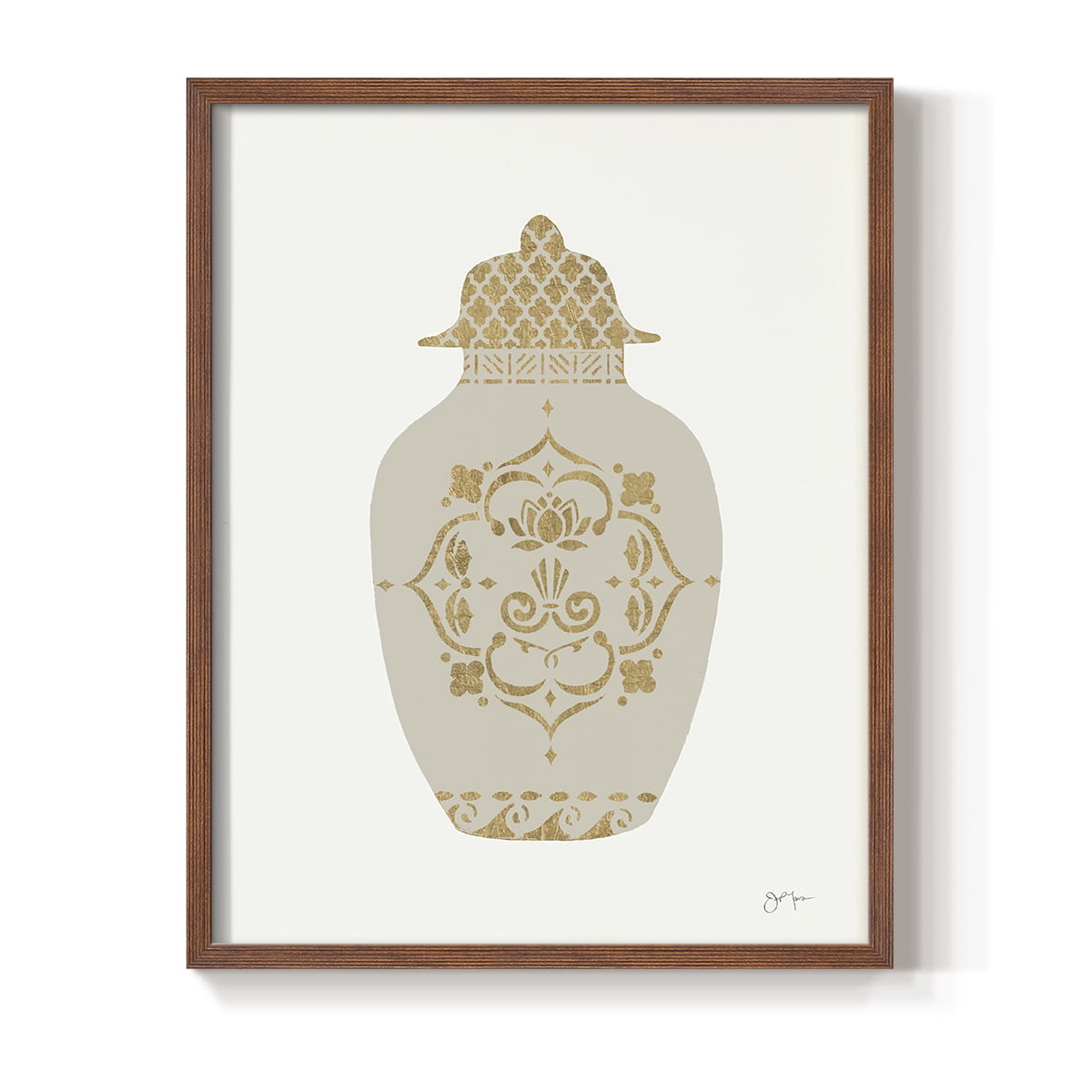 Neutral Urn I in Brown Solid Wood 8 x 10 Framed Print