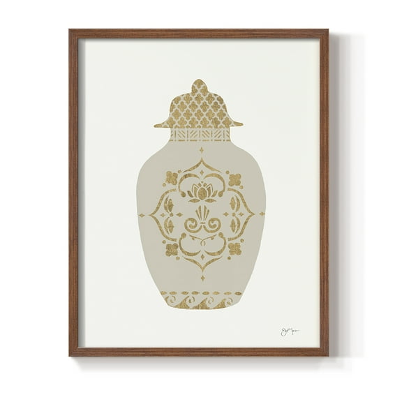 Neutral Urn I in Brown Solid Wood 8 x 10 Framed Print