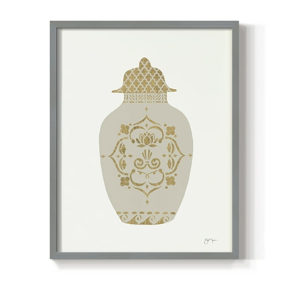 Neutral Urn I in Gray Solid Wood 11 x 14 Framed Print