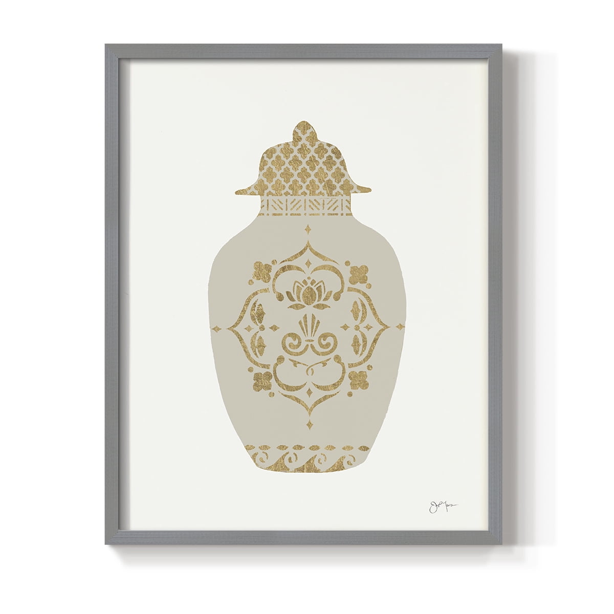 Neutral Urn I in Gray Solid Wood 16 x 20 Framed Print