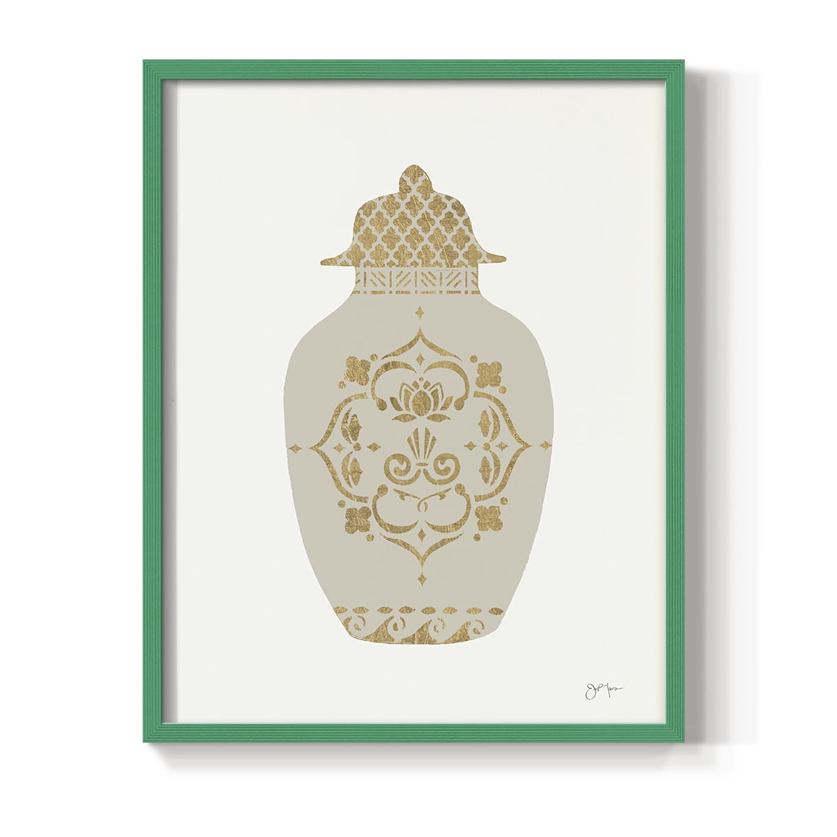 Neutral Urn I in Green Solid Wood 11 x 14 Framed Print