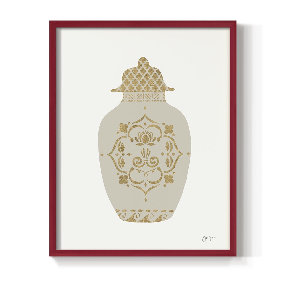 Neutral Urn I in Red Solid Wood 11 x 14 Framed Print
