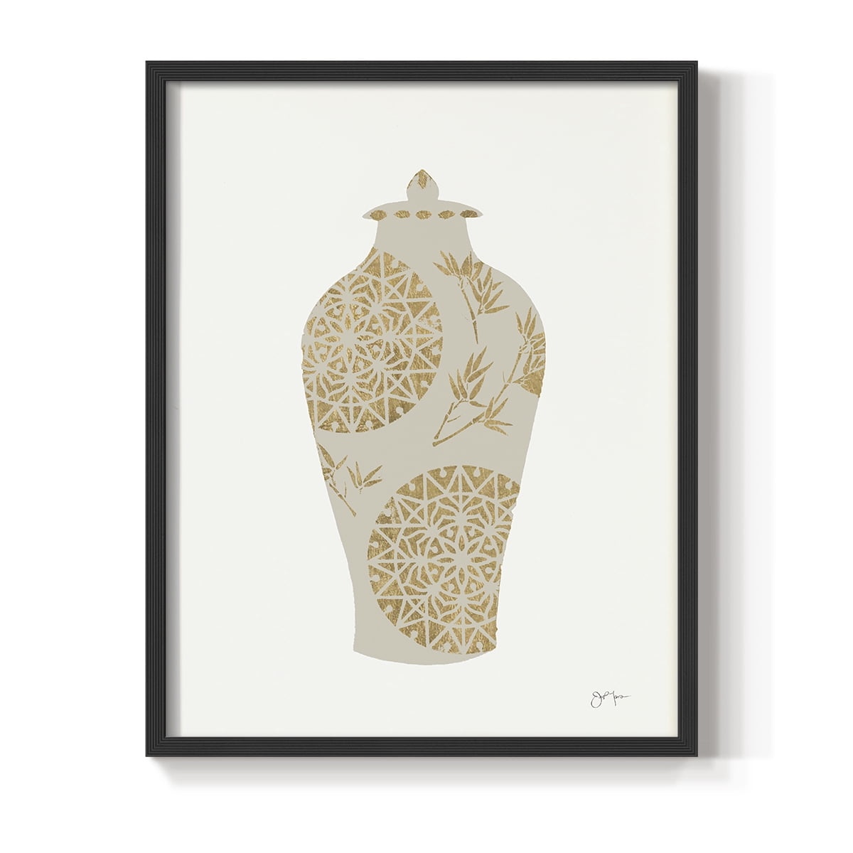 Neutral Urn II in Black Solid Wood 8 x 10 Framed Print