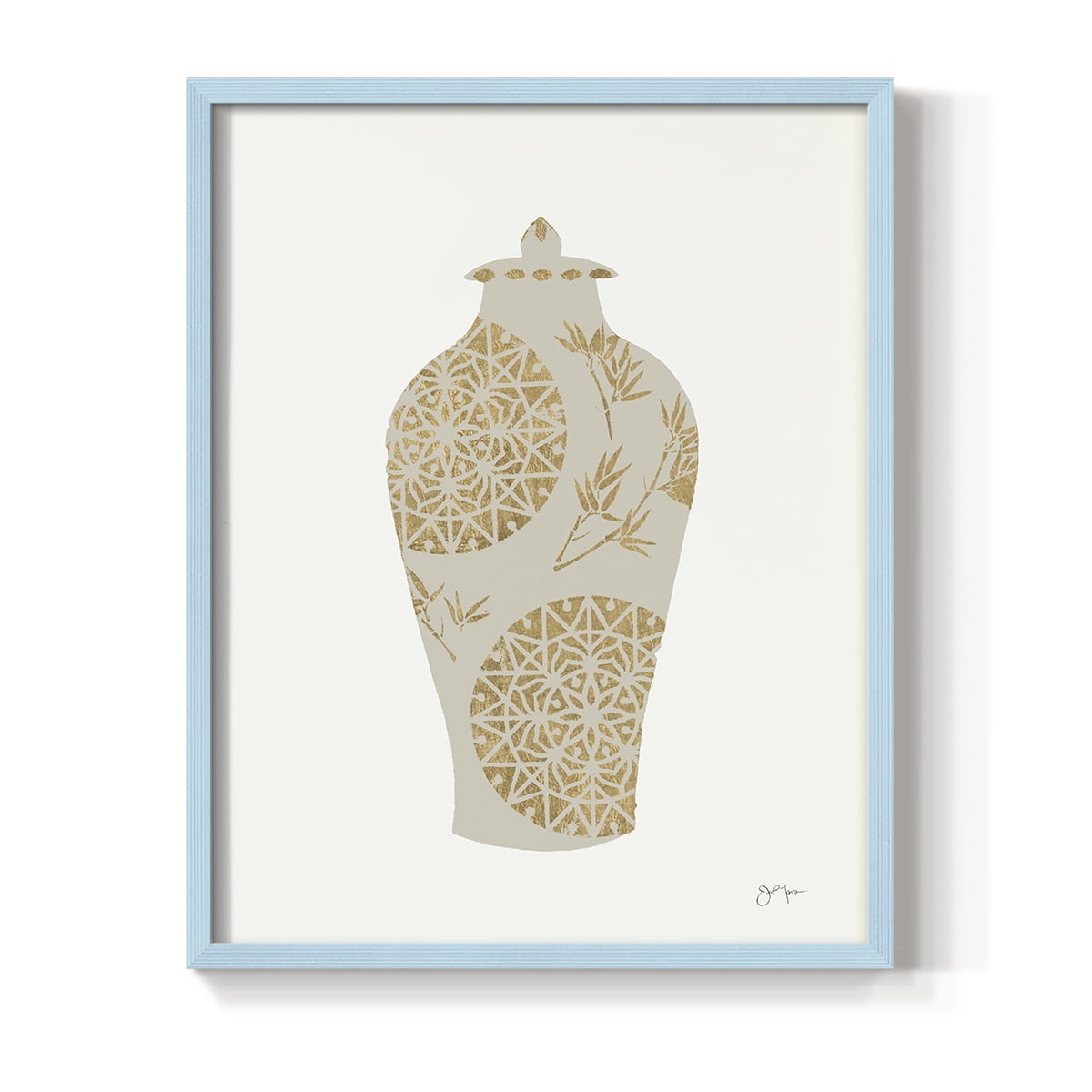 Neutral Urn II in Blue Solid Wood 11 x 14 Framed Print