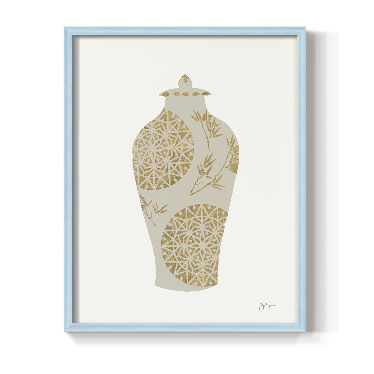 Neutral Urn II in Blue Solid Wood 8 x 10 Framed Print