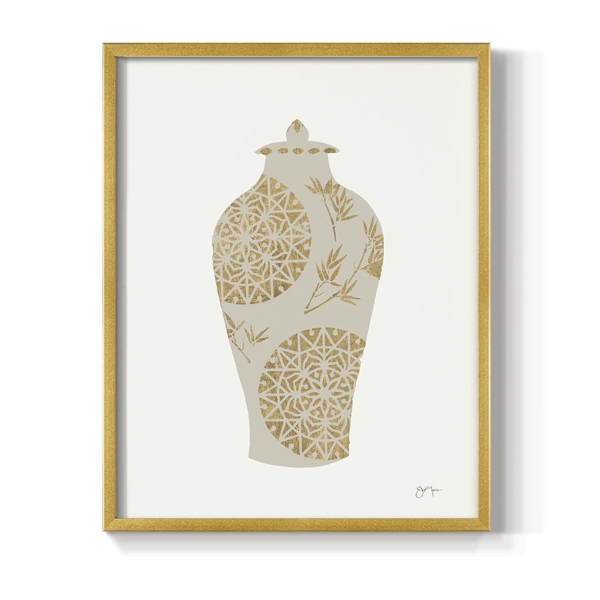 Neutral Urn II in Gold Solid Wood 8 x 10 Framed Print
