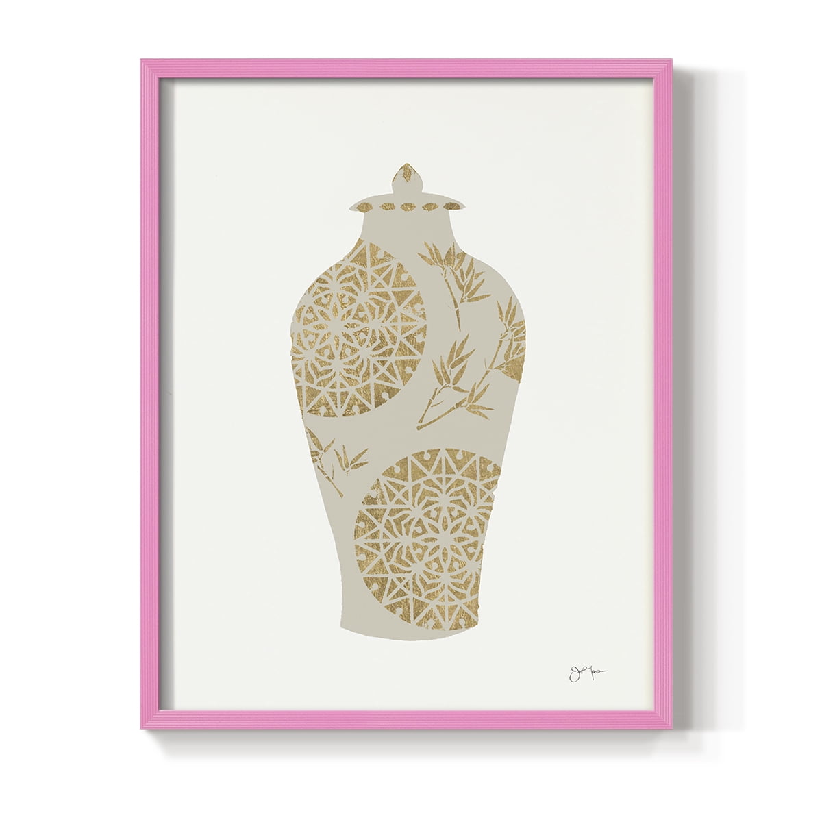 Neutral Urn II in Pink Solid Wood 11 x 14 Framed Print