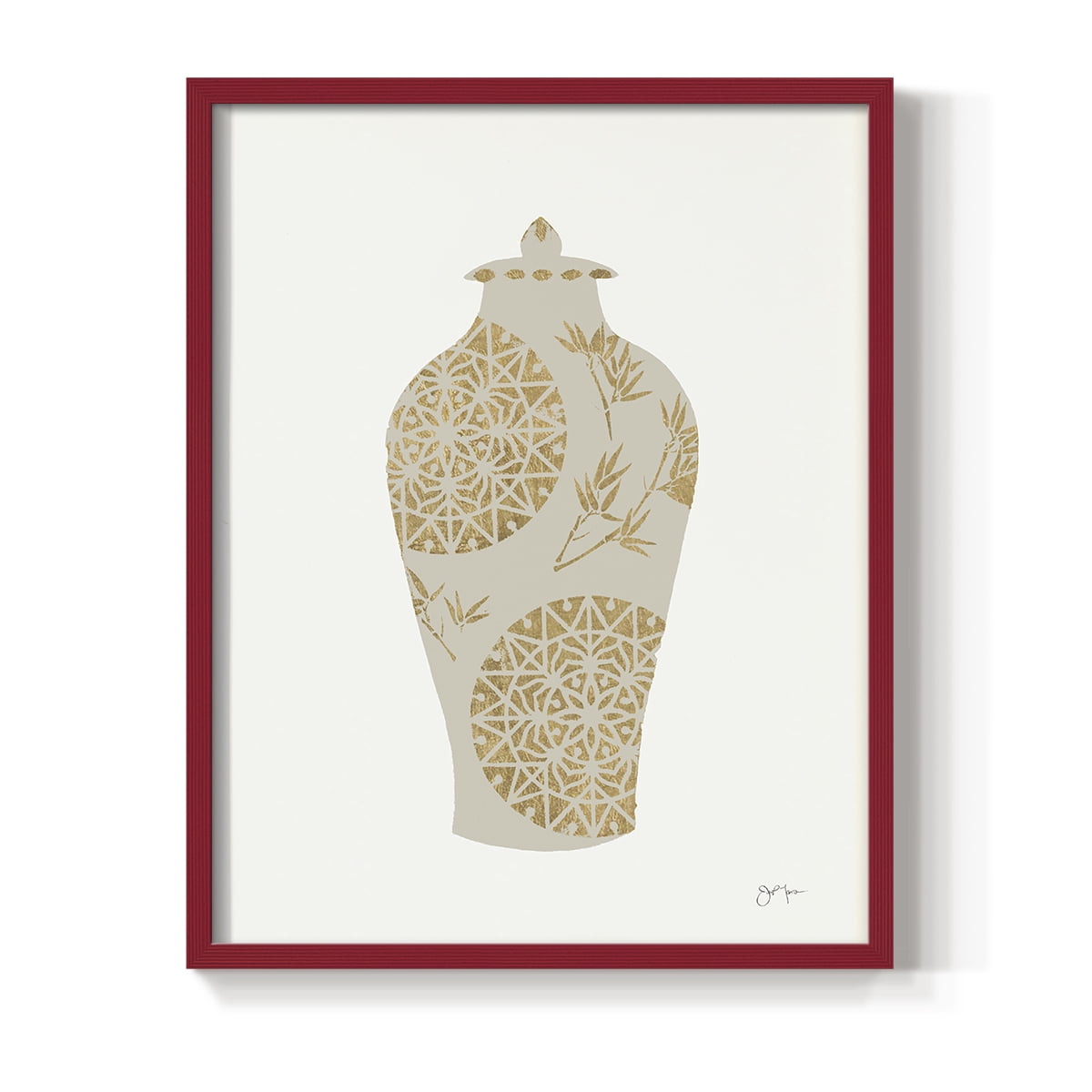 Neutral Urn II in Red Solid Wood 8 x 10 Framed Print