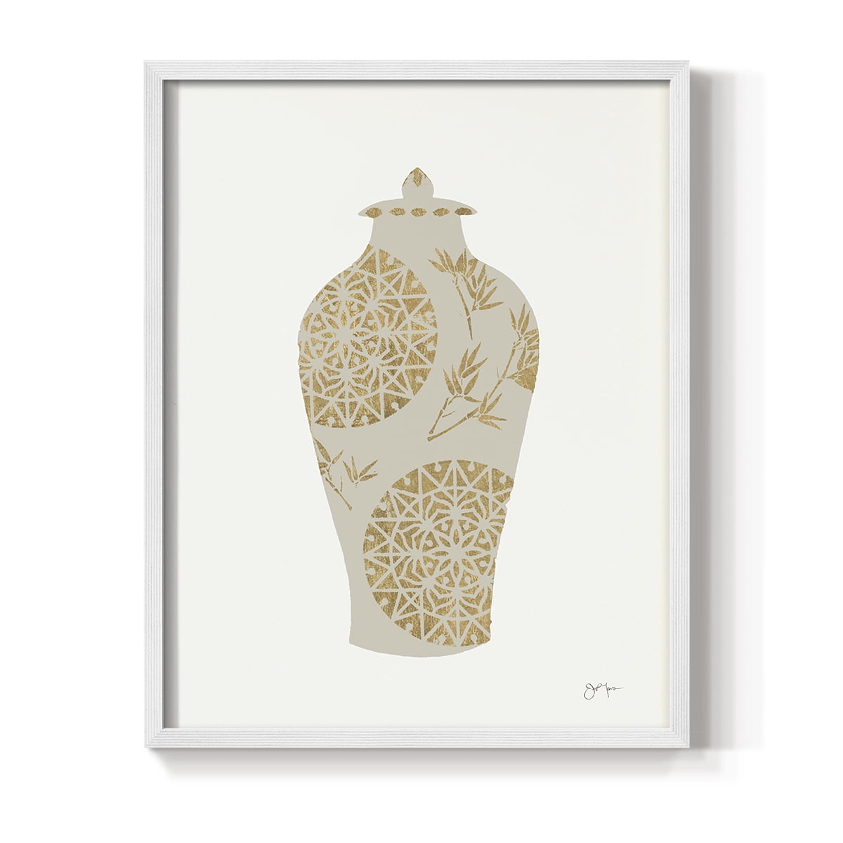 Neutral Urn II in White Solid Wood 8 x 10 Framed Print