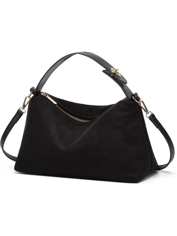 Neutral Vegan Suede Cloud Crescent Bag | Slouchy Hobo Crossbody | Adjustable Strap for Work & Weekend Outings