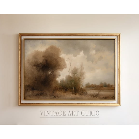 Neutral Vintage Landscape, Elegant Wall Art for Antique Decor, Vintage Unframed Paper Print