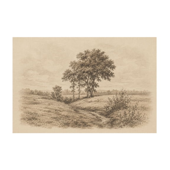 Neutral Vintage Tree Sketch Canvas Wall Art Rustic Brown Nature Landscape Decor for Bedroom or Bathroom 12*18in