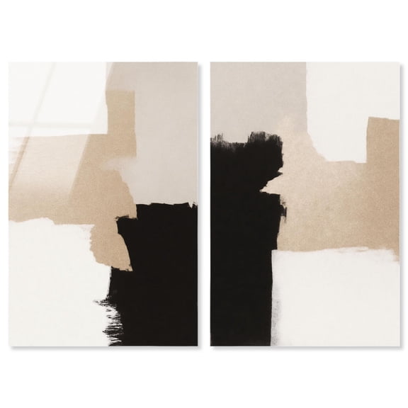 Neutral Wall Art Beige and White 2 Panel Set Acrylic Print Minimalist Wall Decor by Art Remedy, Ready to Hang, 20 x 30