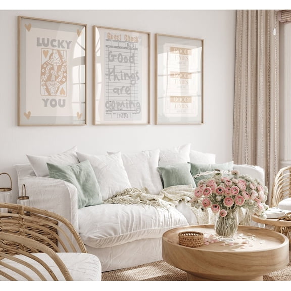 Neutral Wall Art Trendy Tan Beige Prints (), Stretched Canvas