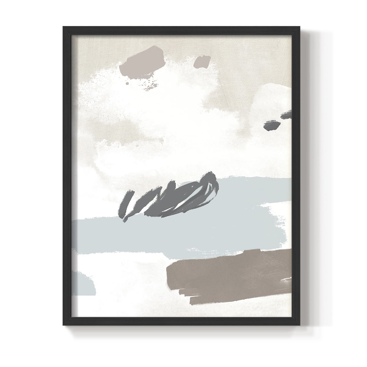 Neutral Wash II Framed Print in Black Solid Wood Framed Print No Nail Hanging