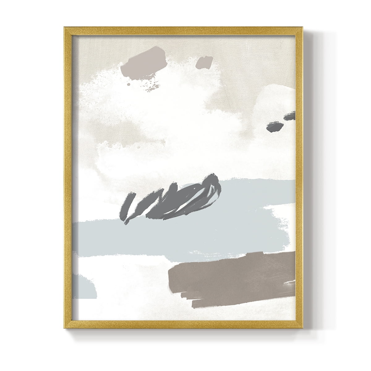 Neutral Wash II Framed Print in Gold Solid Wood Framed Print No Nail Hanging