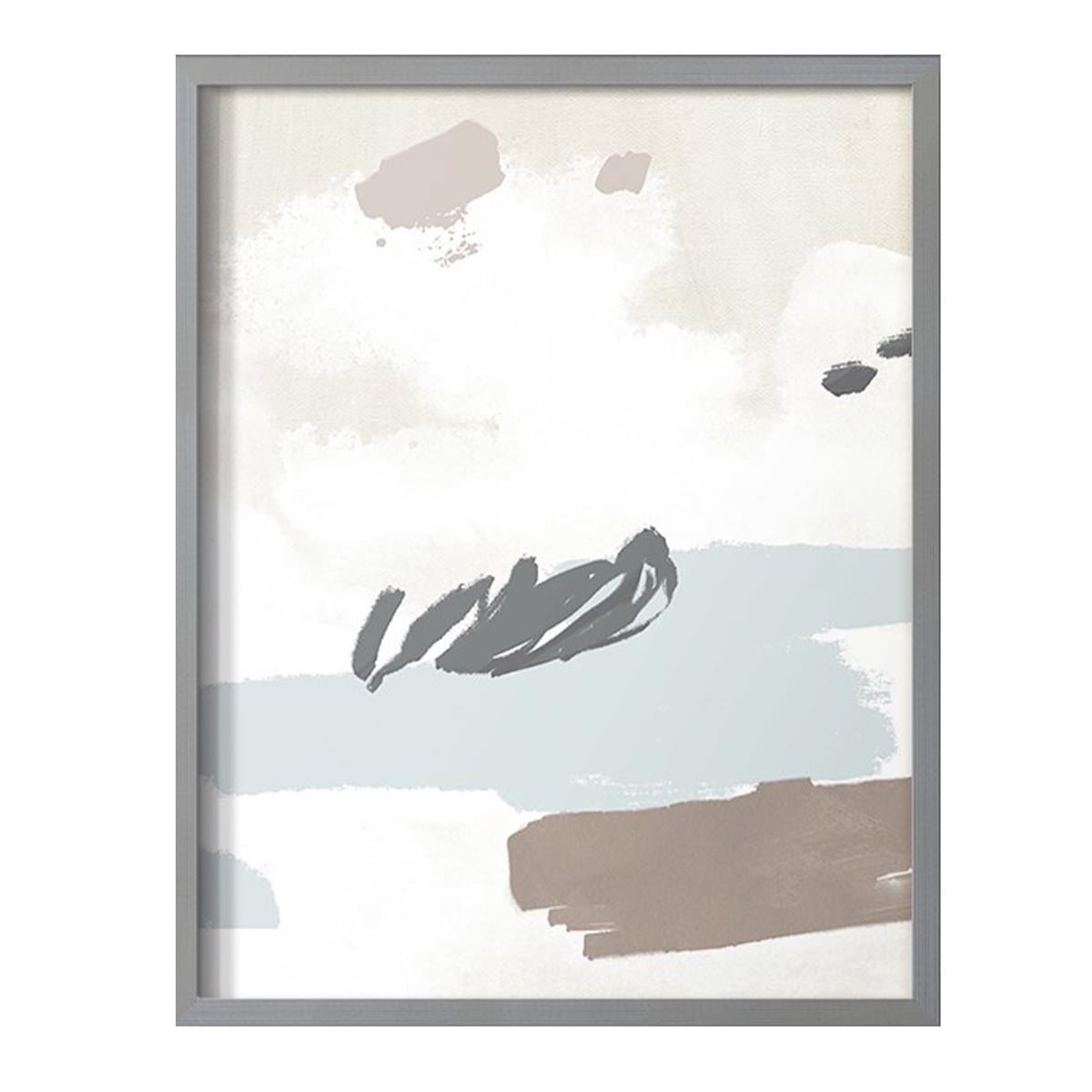 Neutral Wash II Framed Print in Gray Solid Wood Framed Print No Nail Hanging