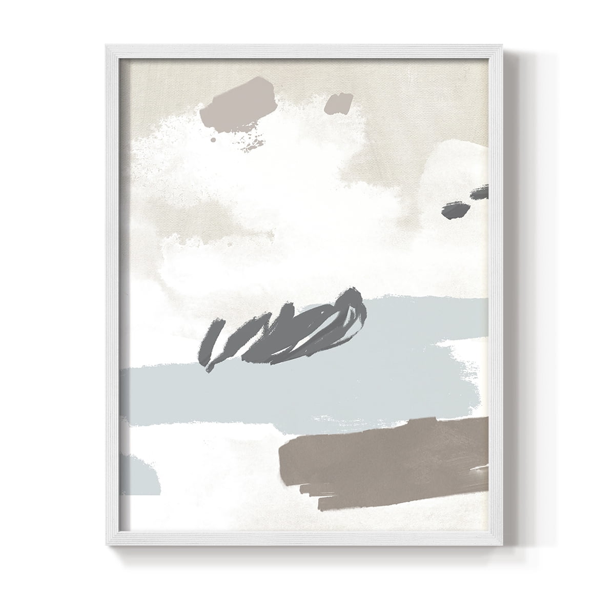 Neutral Wash II Framed Print in White Solid Wood Framed Print No Nail Hanging