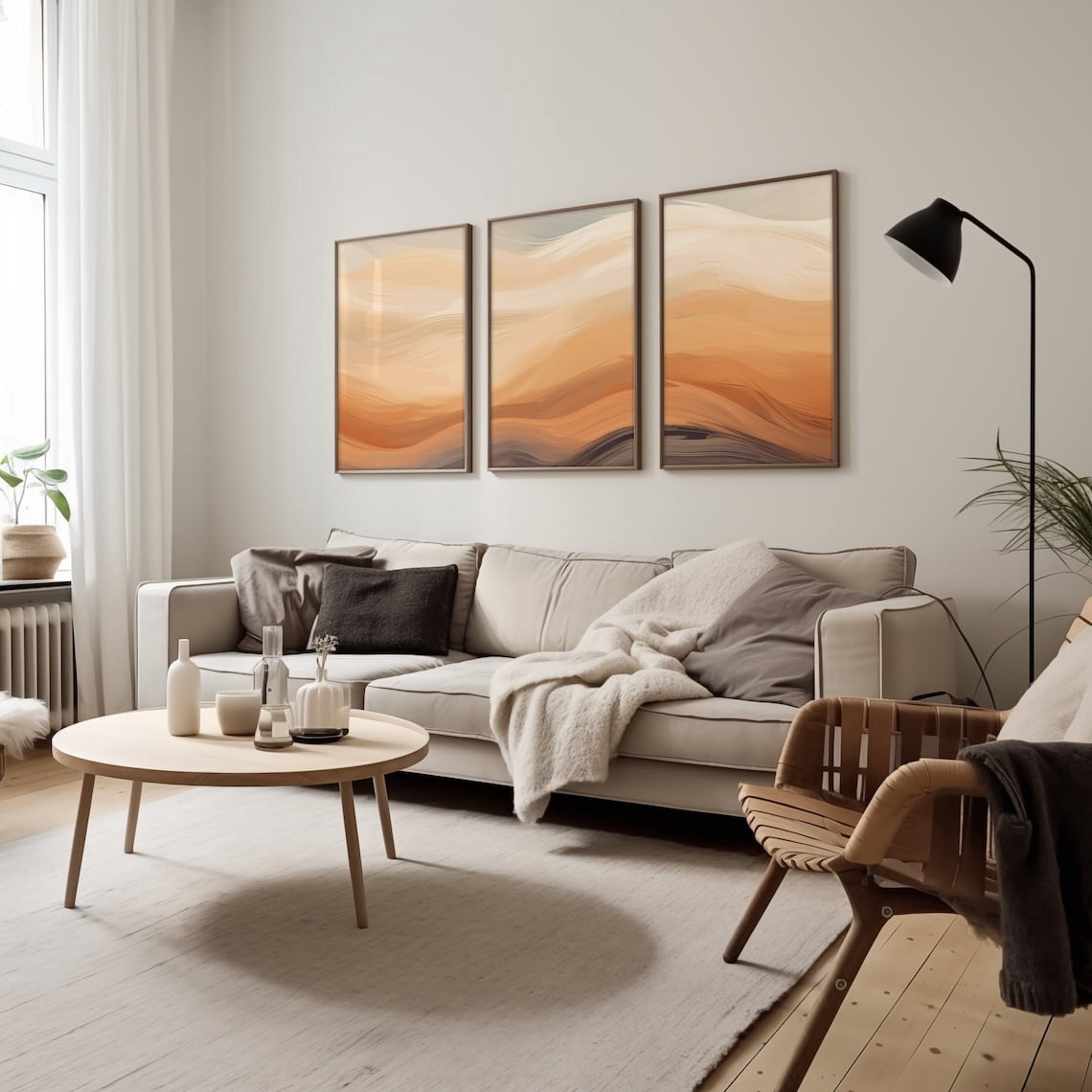 Neutral Wave Prints, Minimalist Home Wall Art - Walmart.com